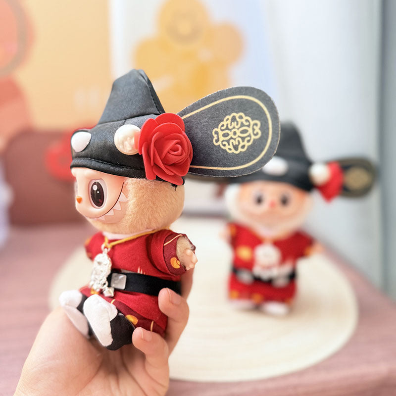 [Clothes only] One, two and three generations Labubu clothes pendant Labubu sitting baby clothes red robe small champion clothes set