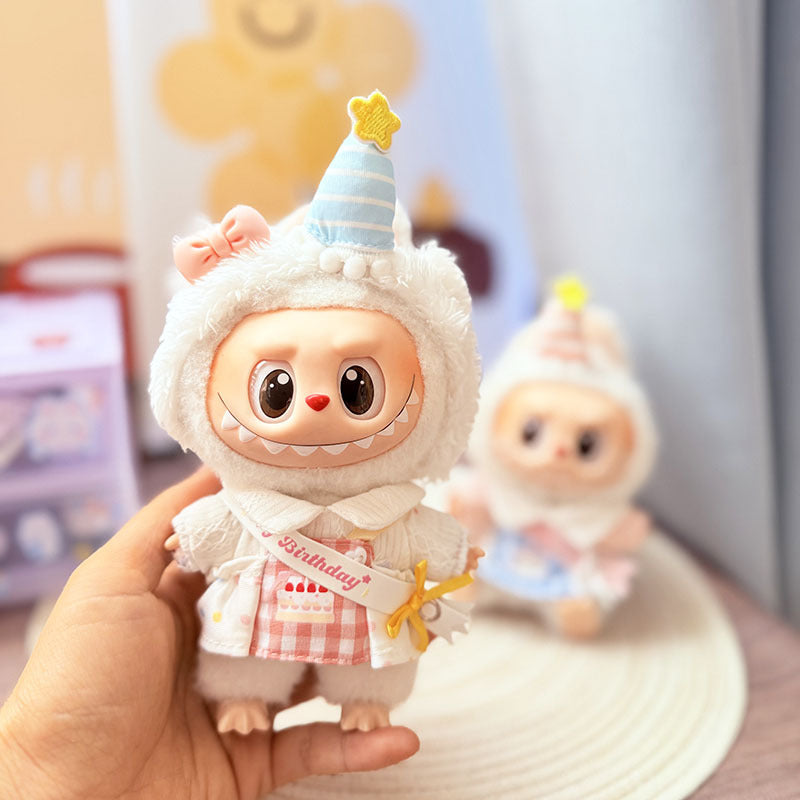 [Clothes only] First and second generation keychain Labubu clothes pendant Labubu baby clothes birthday party plaid set