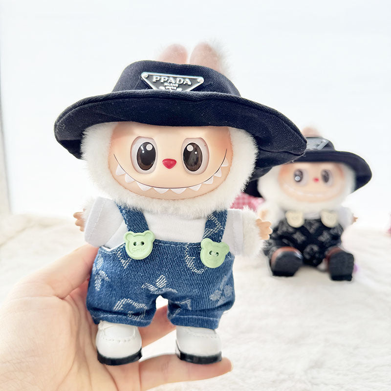 [Clothes only] First and second-generation Labubu clothes pendant Labubu sitting baby clothes New Year's lion red hairpin set