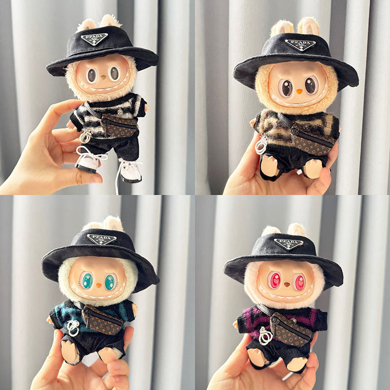 [Clothes only] First and second generation Labubu clothes pendant Labubu sitting party baby clothes handcuffs striped clothes suit