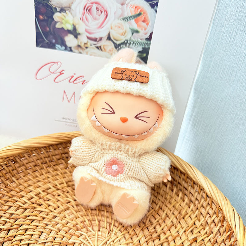 [Clothes only] First and second generation keychain Labubu clothes pendant Labubu baby clothes pink and blue flower sweater