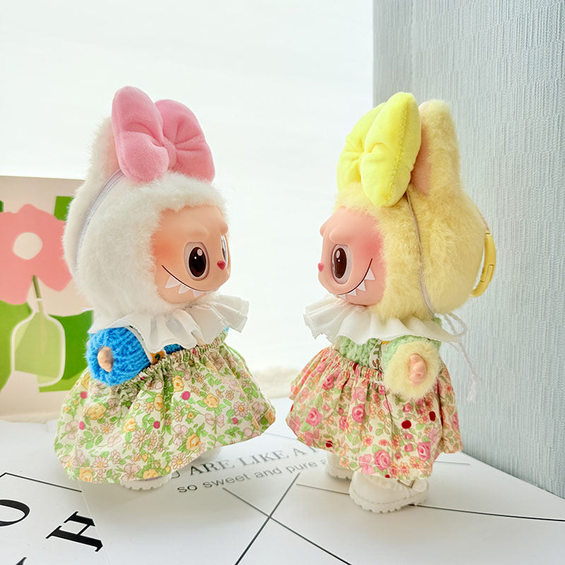 [Clothes only] First and second generation keychain Labubu clothes pendant Labubu baby clothes spring outing flower skirt set cute