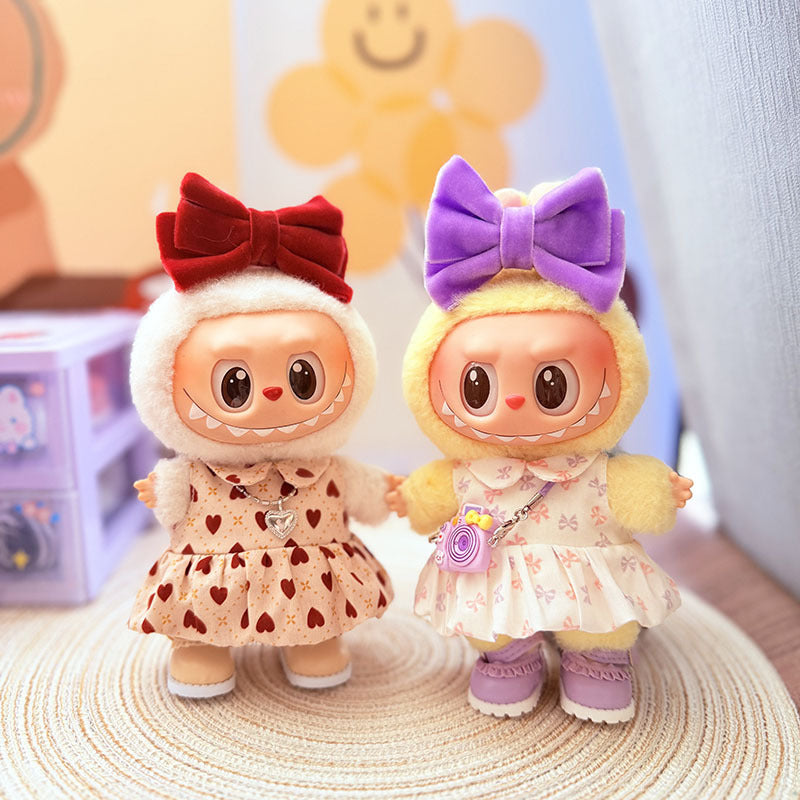 [Clothes only] One, two and three generations Labubu clothes pendant Labubu sitting baby clothes sweet heart dress