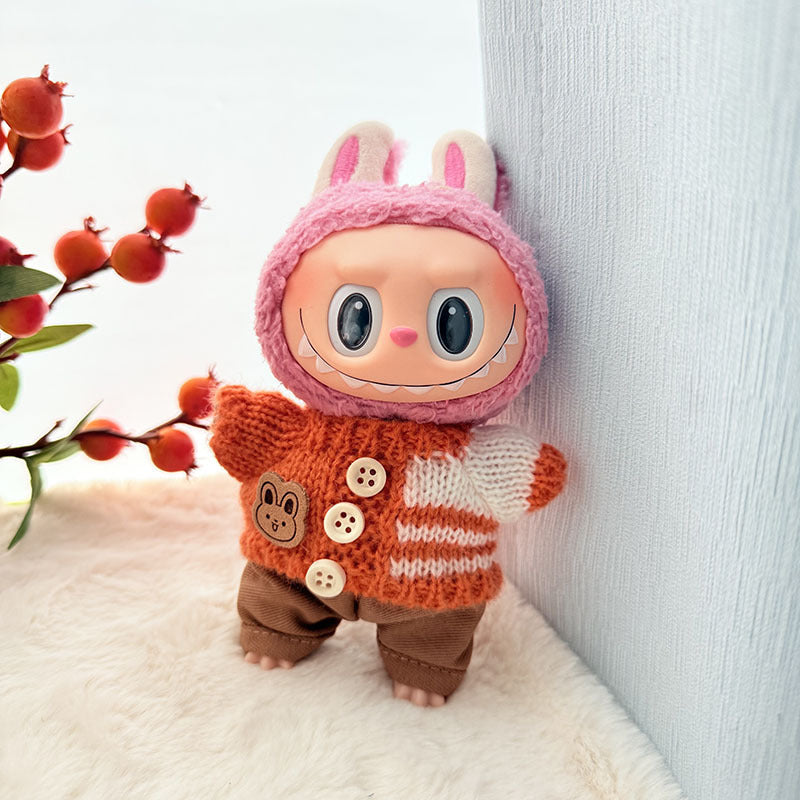 [Clothes only] First and second generation keychain Labubu clothes pendant Rab cloth button sweater jeans set cute