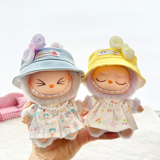 [Clothes only] First and second generation Labubu clothes pendant Labubu sitting party baby clothes cherry rabbit skirt set