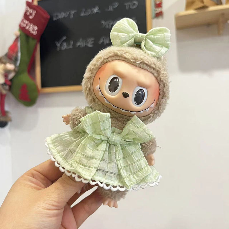 [Clothes only] 17cm pendant, Labubu clothes, keychain Labubu doll, replacement baby clothes, dinosaur onesie.