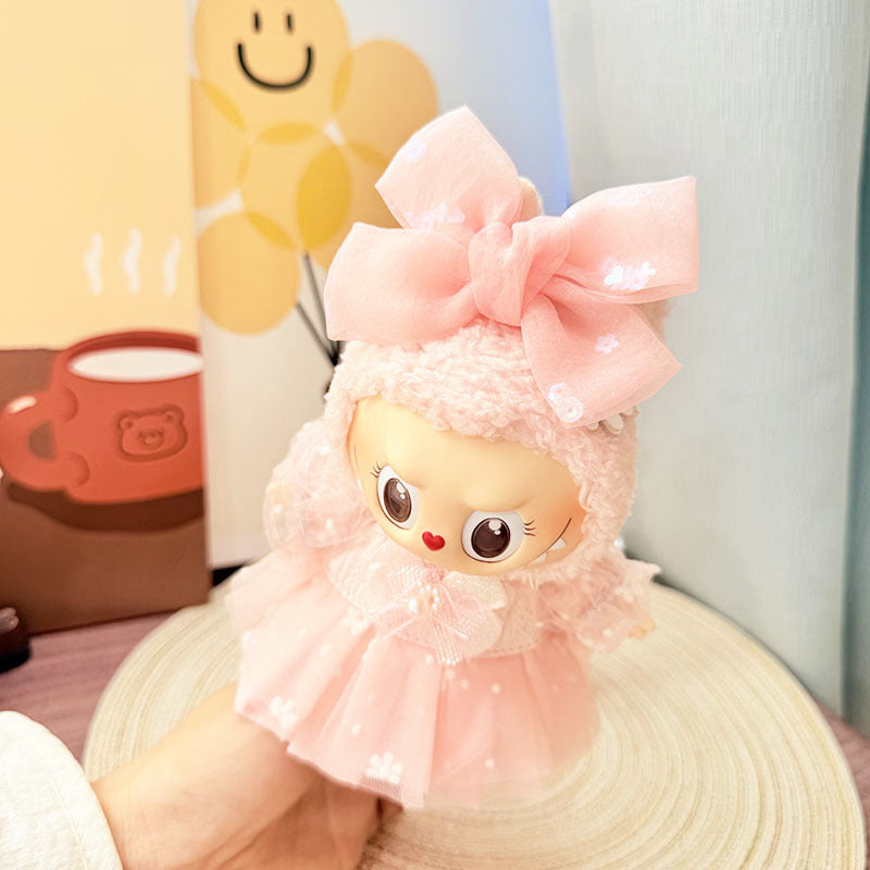 [Clothes only] First and second generation Labubu clothes pendant Labubu sitting baby clothes dream pink butterfly dress set cute