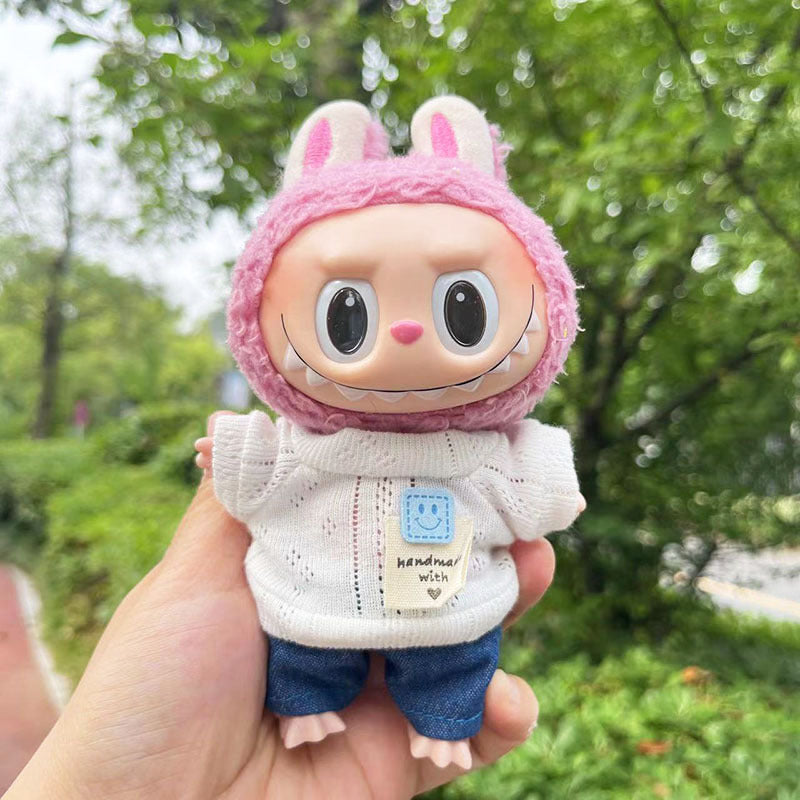 [Clothes only] 17cm labubu cloth blind box pendant doll for toning bubble shirt set cute