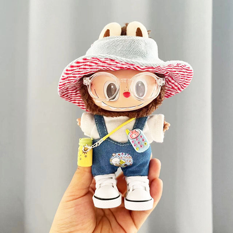 Clothes only] Baby clothes 17cm pendant Labubu clothes Labubu doll with overalls series cute and cute