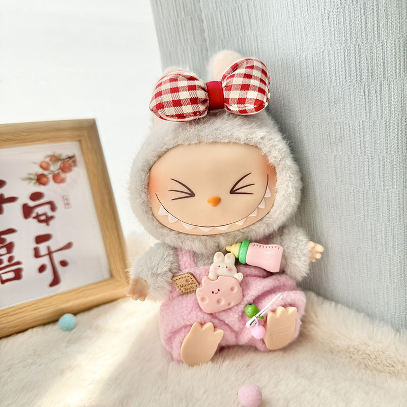 Clothes only] First and second generation Labubu clothes pendant Labubu sitting baby clothes love sweater bear earcap set