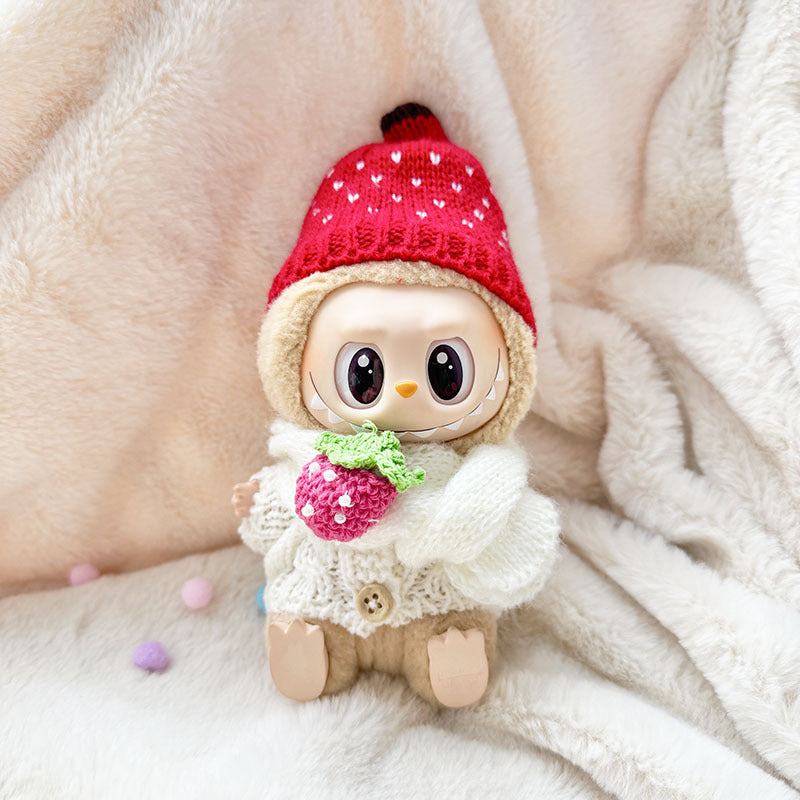 [Clothes only] First and second generation keychain Labubu clothes pendant Labubu sitting party strawberry scarf set