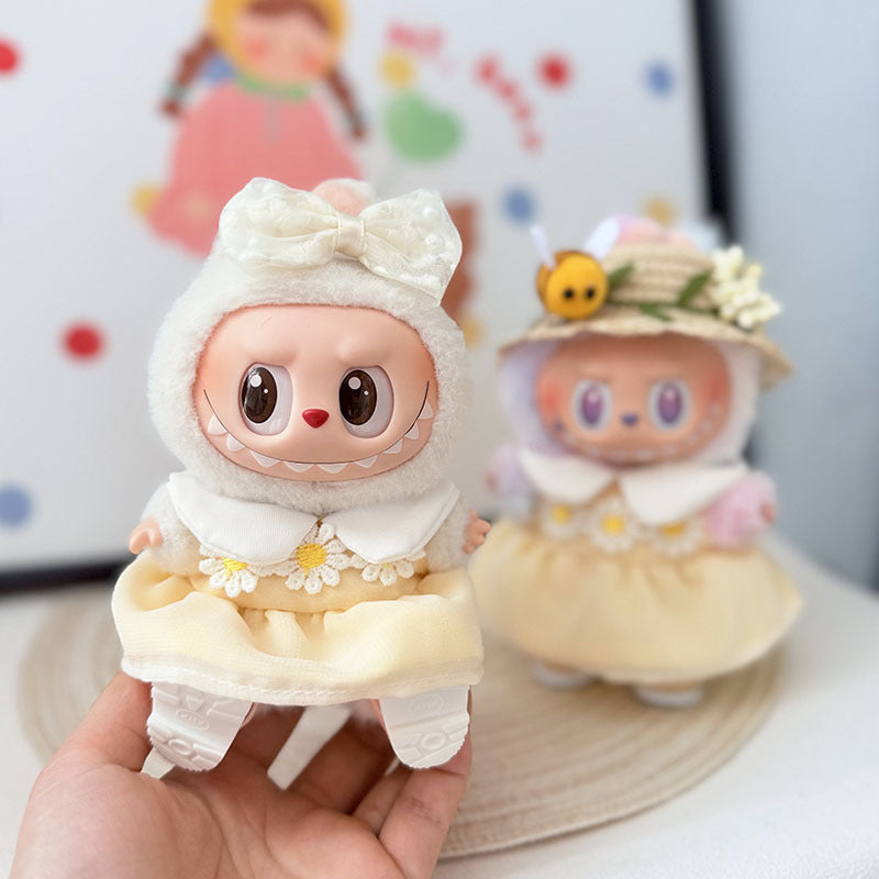 The first, second and third generation Labubu clothes pendant Labubu sitting baby clothes soft light daisy skirt suit women