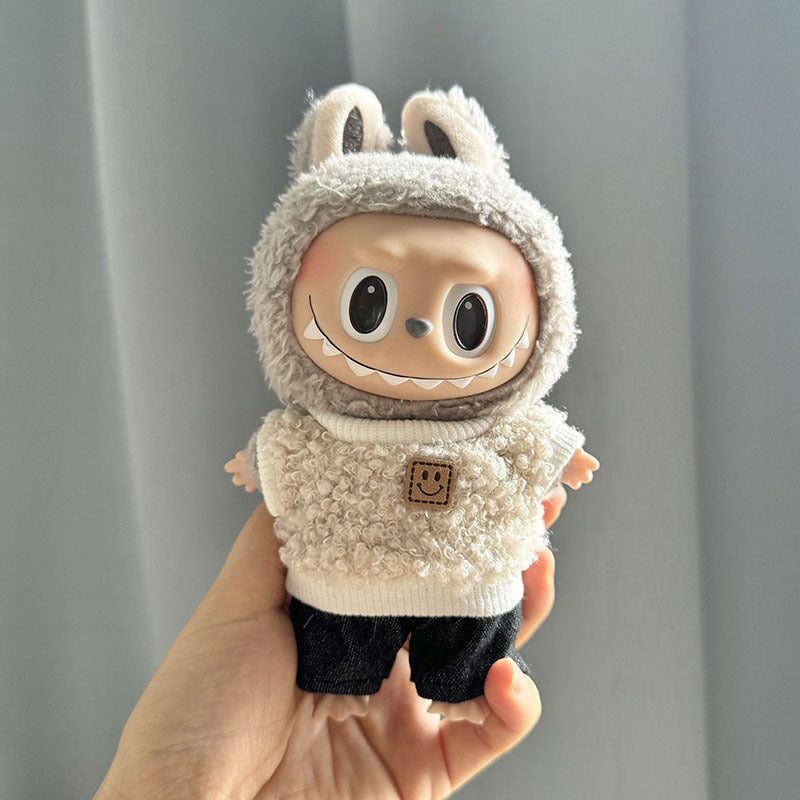 [Clothes only] 17cm pendant, rabub clothes, circle smiley shirt set, keychain labubu doll clothes.