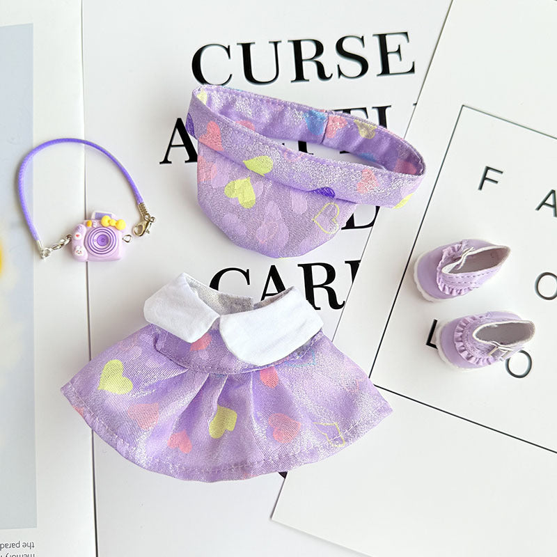 [Clothes only] 17cm Labubuwa clothes LABUBU blind box sitting party one two three generation color heart pink purple dress