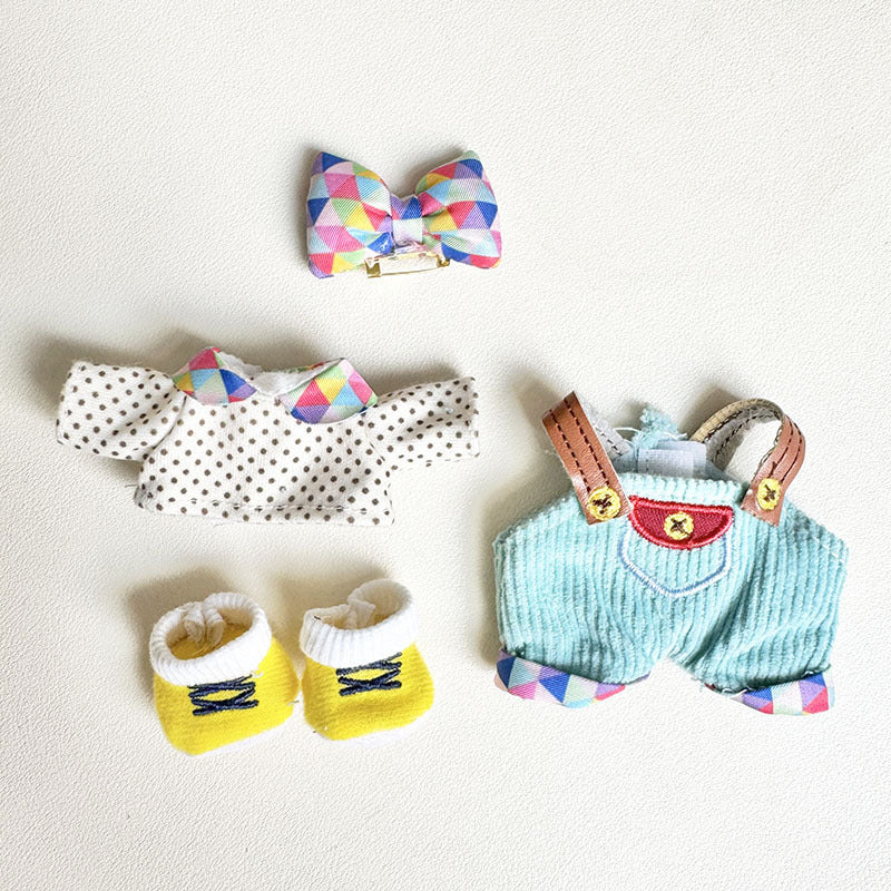 [Clothes only] First and second generation keychain Labubu clothes pendant Labu cloth color triangular brown polka dot strap set