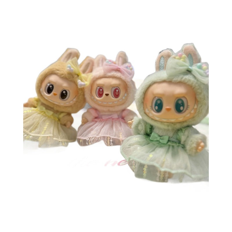[Clothes only] First/second generation pendant Labubu clothes Rabub sitting party baby clothes colorful yarn sequined skirt cute