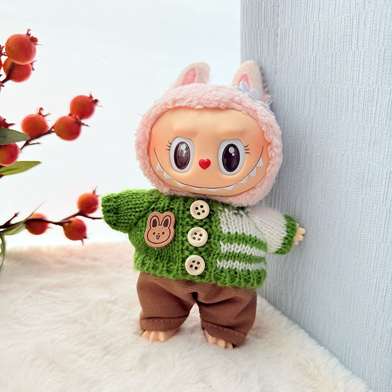 [Clothes only] First and second generation keychain Labubu clothes pendant Rab cloth button sweater jeans set cute