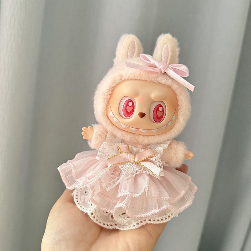 [Clothes only] 1st/2nd and 3rd generation Labubu clothes pendant Labubu sitting party baby clothes pink knot fairy skirt