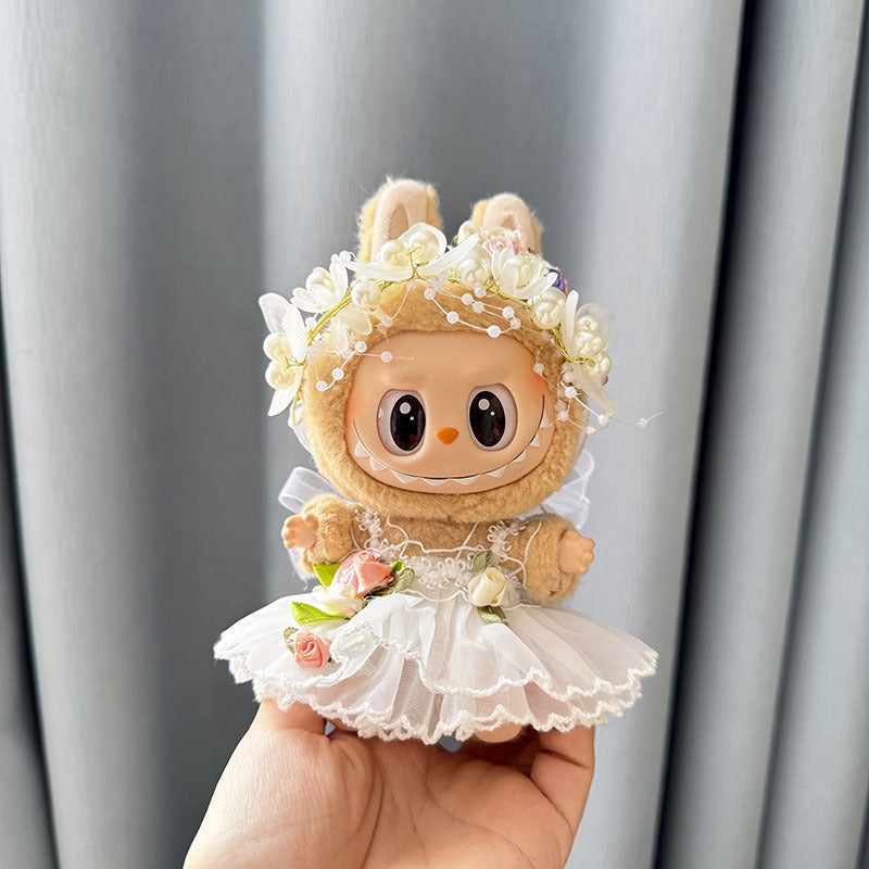 [Clothes only] First and second generation keychain Labubu clothes pendant Labubu baby clothes dress pearl hair accessories