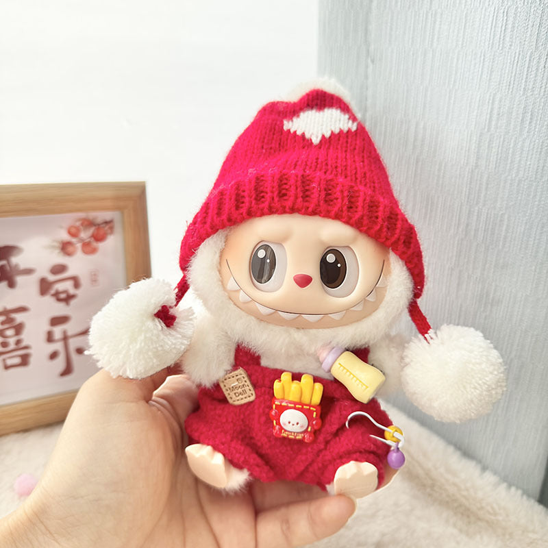 Clothes only] First and second generation Labubu clothes pendant Labubu sitting baby clothes love sweater bear earcap set