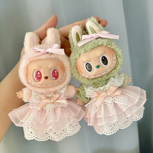 [Clothes only] 1st/2nd and 3rd generation Labubu clothes pendant Labubu sitting party baby clothes pink knot fairy skirt