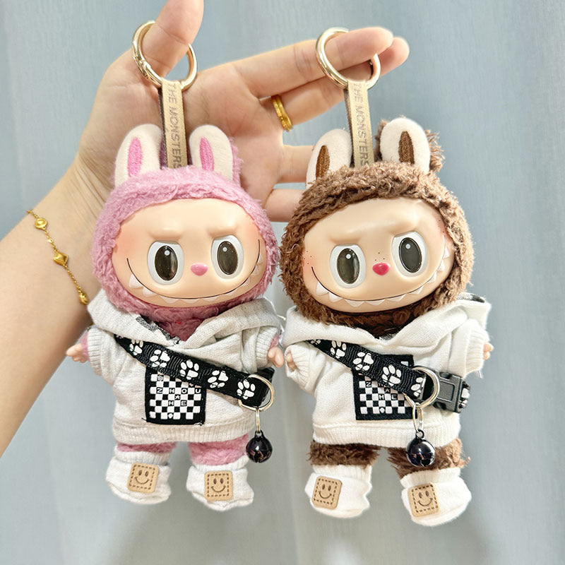 [Clothes only] 17cm Rab cloth pendant labubu keychain baby clothes couple college wind fried street sweater