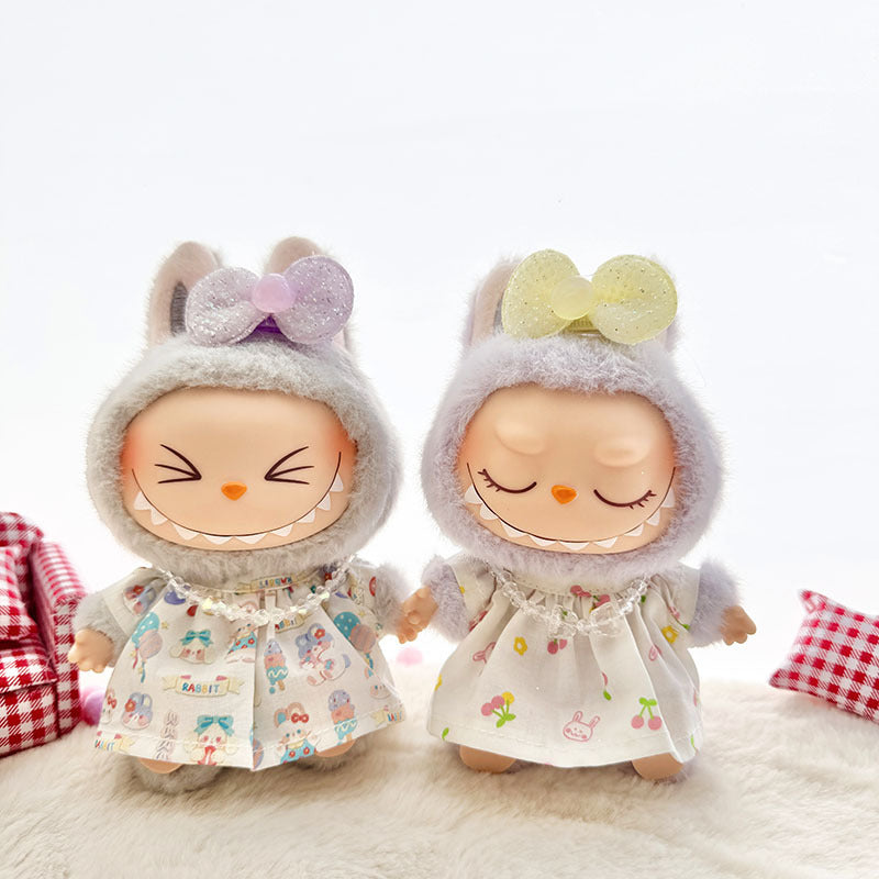 [Clothes only] First and second generation Labubu clothes pendant Labubu sitting party baby clothes cherry rabbit skirt set