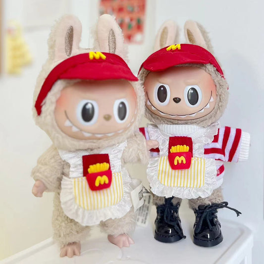 [Clothes only] 17cm Rab cloth pendant labubu keychain baby clothes apron M pawn suit