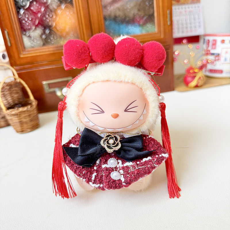 [Clothes only] First and second generation keychain Labubu clothes pendant Labubu crown fragrance set shawl cute