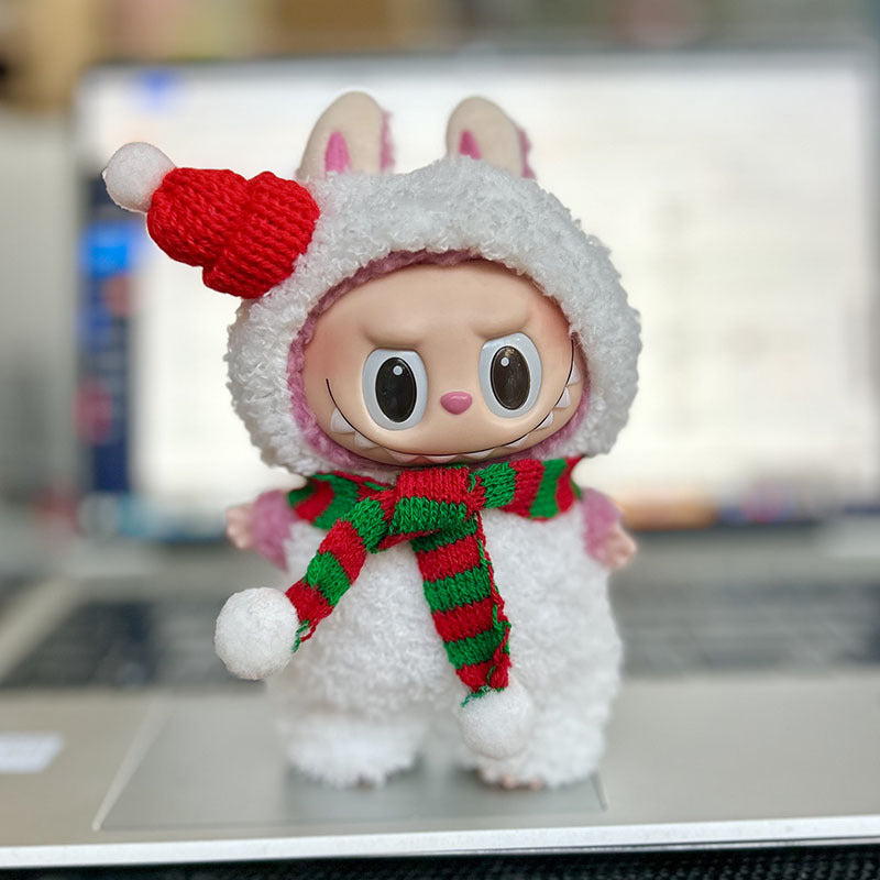 [Clothes only] 17cm pendant Labubu cloth for candy skirt + hairpin Labubu keychain baby clothes are cute and cute.