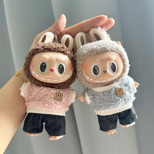[Clothes only] 17cm pendant, rabub clothes, circle smiley shirt set, keychain labubu doll clothes.