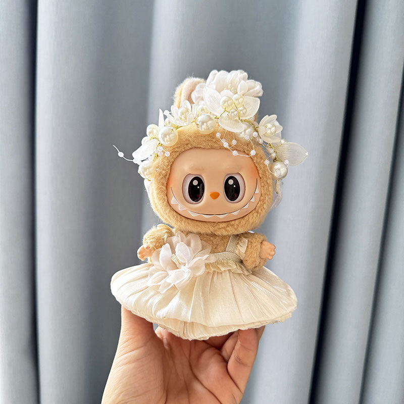 [Clothes only] First and second generation keychain Labubu clothes pendant Labubu baby clothes dress pearl hair accessories