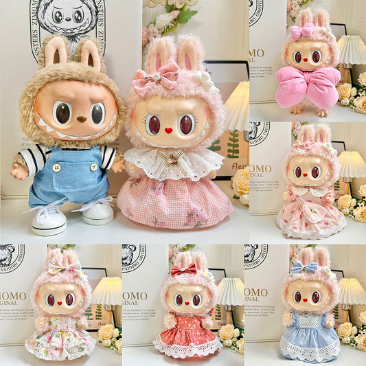 38Cm Labubu vinyl plush doll dress for Labubu doll dress MOKOKO sweetheart dress