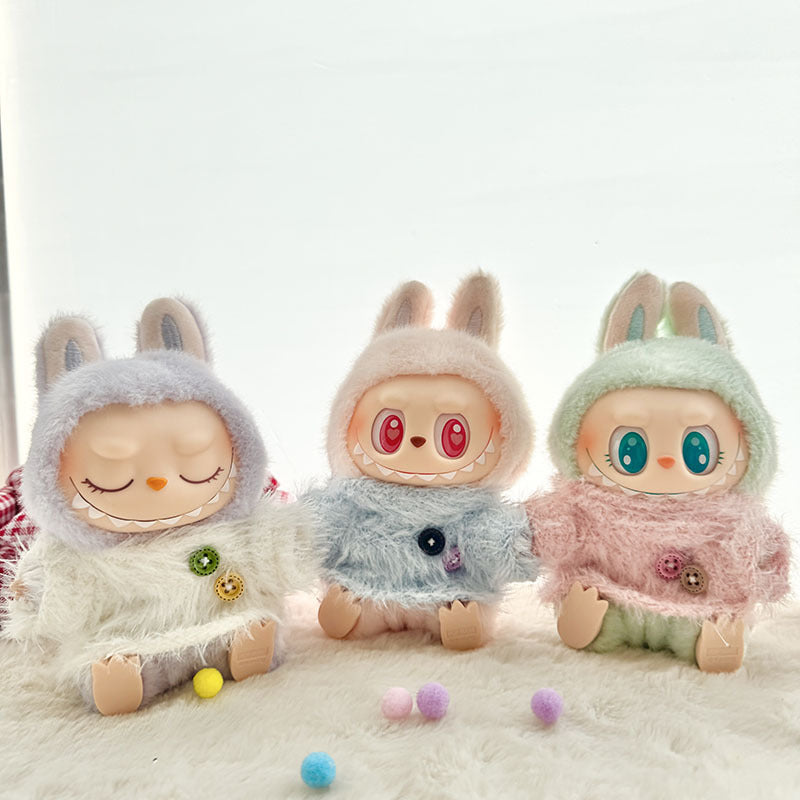 [Clothes only] First and second generation keychain Labubu clothes pendant Labubu baby clothes buttons wool sweater set cute
