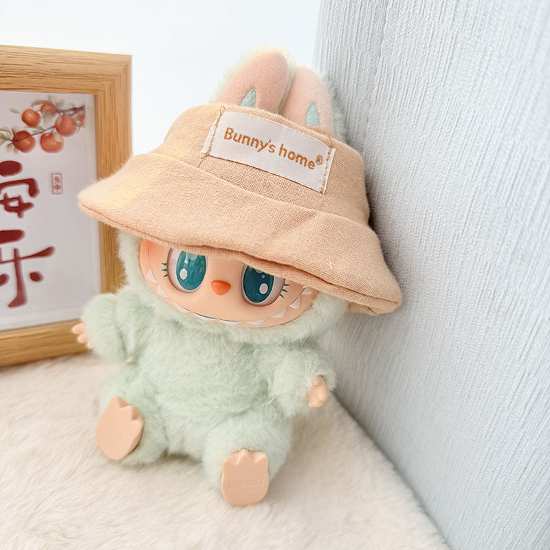 [Clothes only] 17cm blind box Labubu pendant baby clothes small animal hat Labubu trendy bucket hat accessories