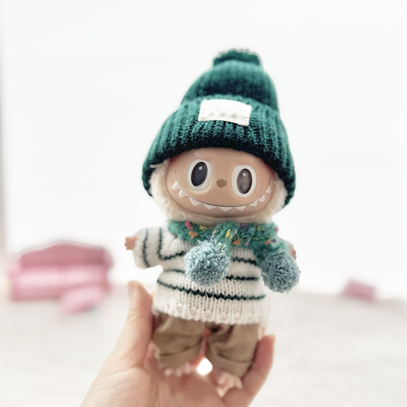[Clothes only] First and second generation Labubu clothes pendant Labubu sitting baby clothes sweater green bunny hat set