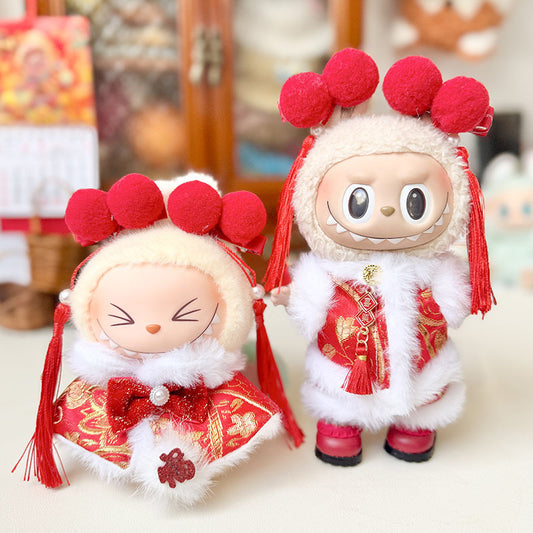 [Clothes only] First and second generation keychain Labubu clothes pendant Labubu sitting party New Year's greeting clothes Moe
