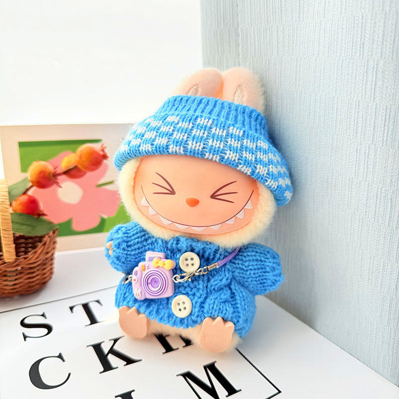 [Clothes only] One, two and three generations of keychains Labubu clothes pendant Labubu baby clothes knitted sweater hat set