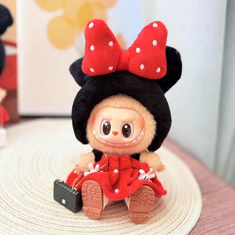 [Clothes only] One, two and three generations Labubu clothes pendant Labubu sitting baby clothes Minnie polka dot princess dress cute
