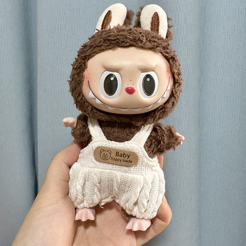 [Clothes only] 17cm Rab cloth pendant labubu doll keychain baby clothes black feather kiss suit cute