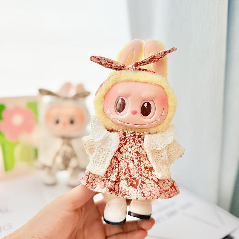 [Clothes only] First and second generation keychain Labubu clothes pendant Labubu baby clothes children's fun flower and fruit skirt set