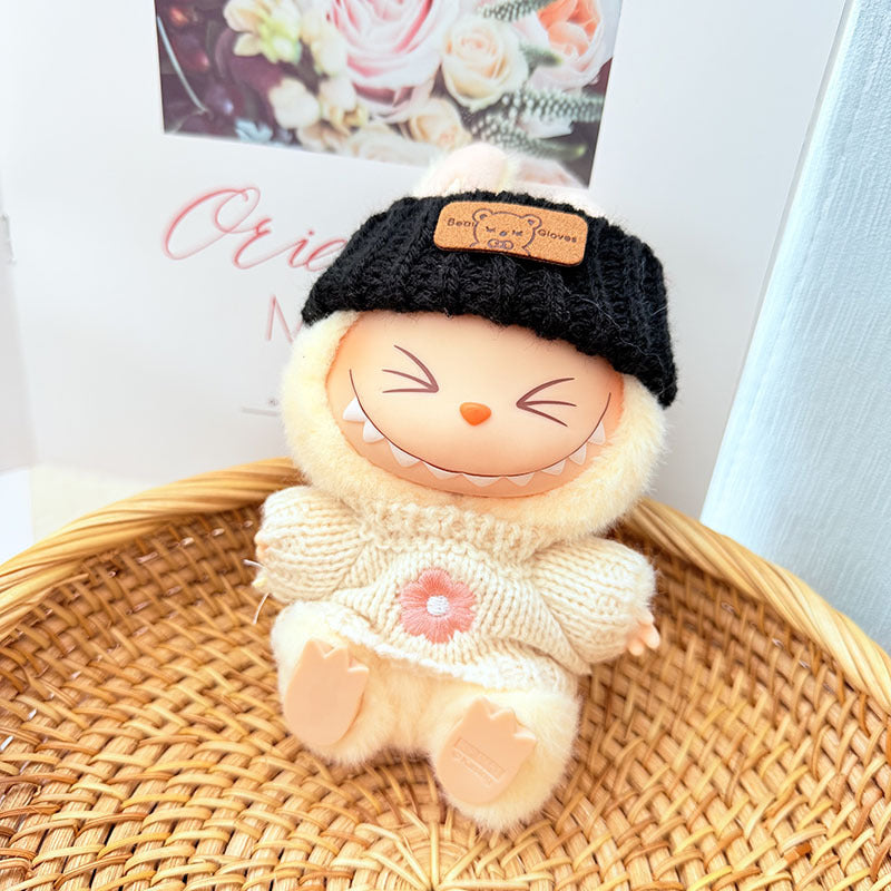 [Clothes only] First and second generation keychain Labubu clothes pendant Labubu baby clothes pink and blue flower sweater