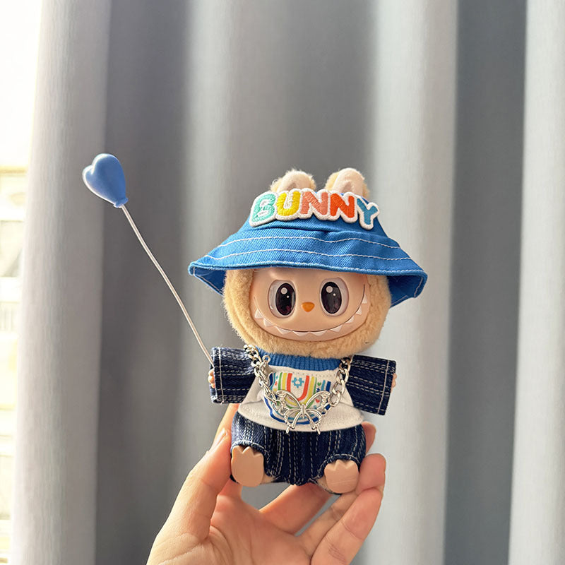 [Clothes only] First and second generation keychain Labubu clothes pendant Labubu sitting party blue balloon set