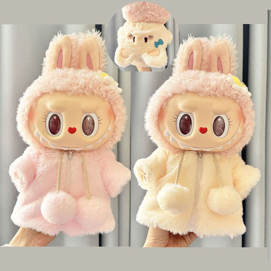 38Cm Labubu plush doll clothes for Labubu doll MOKOKO sweetheart circle rabbit coat cute