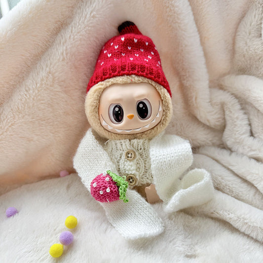 [Clothes only] First and second generation keychain Labubu clothes pendant Labubu sitting party strawberry scarf set