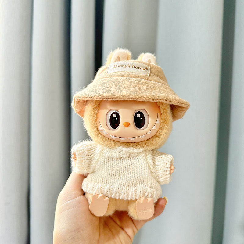 [Clothes only] Second-generation keychain Labubu clothes pendant Labubu sitting party wooden buckle sweater set