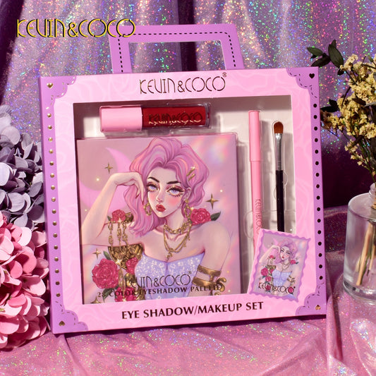 KEVIN & COCO 28 Color Eyeshadow Bead Matte Eyeshadow Lip Glaze Eyebrow Pencil Set