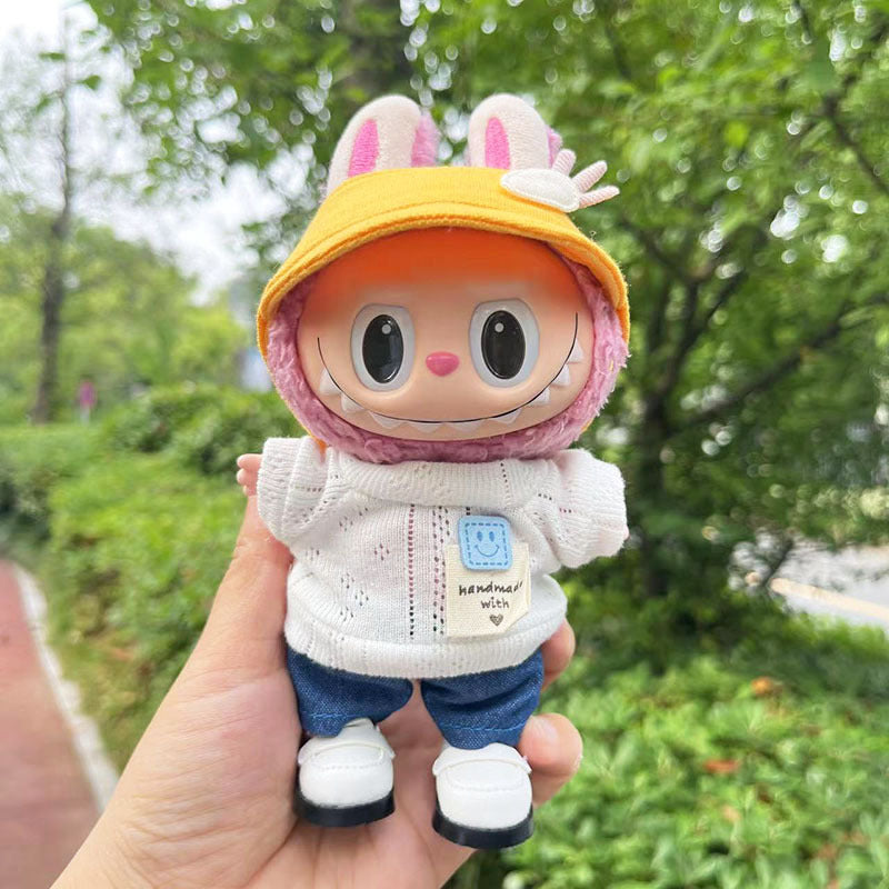 [Clothes only] 17cm labubu cloth blind box pendant doll for toning bubble shirt set cute