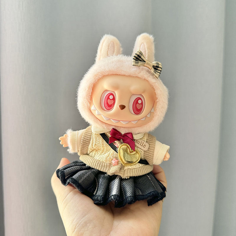 [Clothes only] 1st/2nd and 3rd generation Labubu clothes pendant Labubu sitting party baby clothes plaid JK skirt set