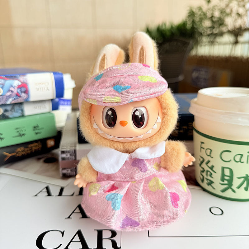 [Clothes only] 17cm Labubuwa clothes LABUBU blind box sitting party one, two, three generations of gold and purple joy clothes